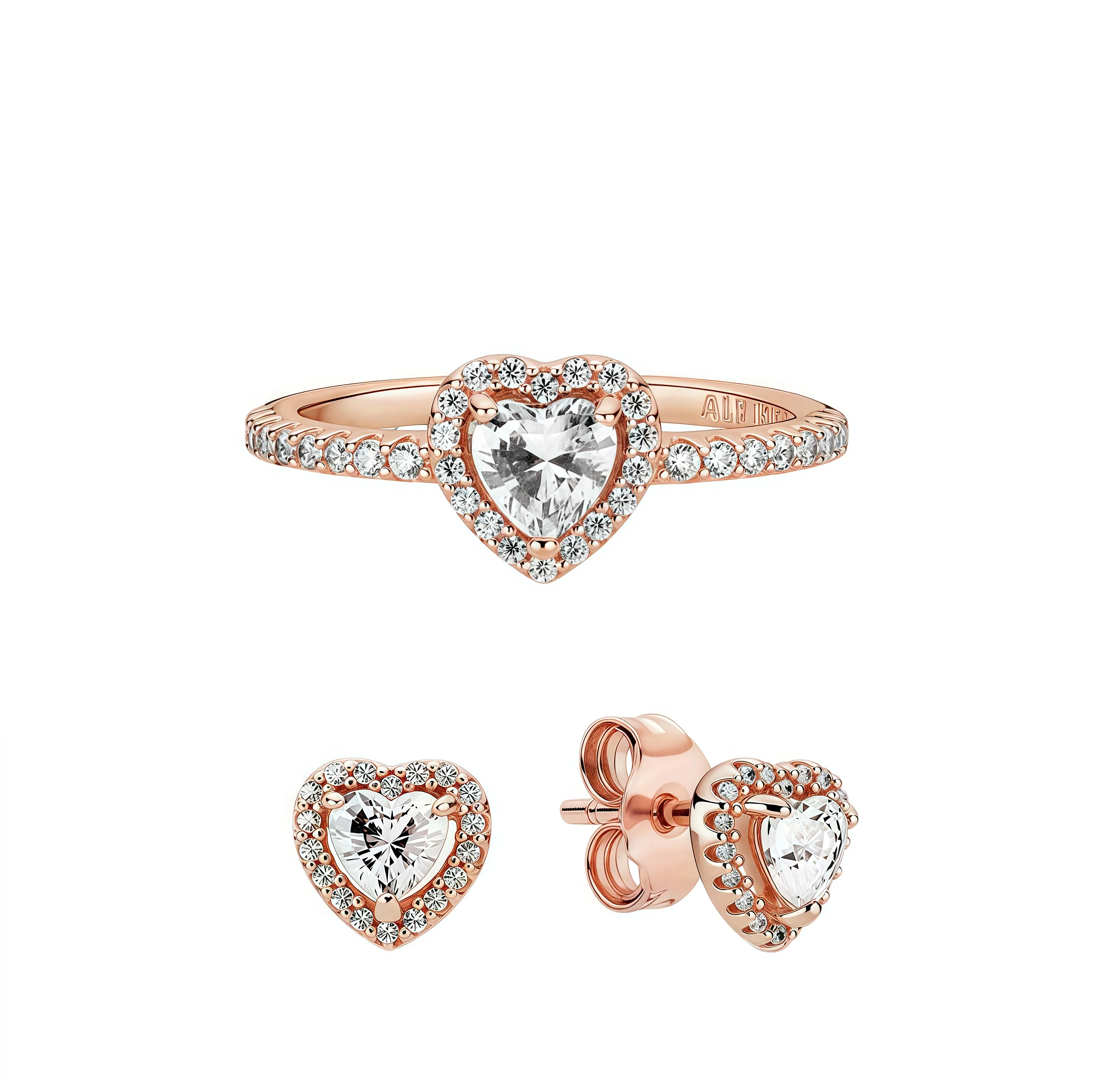 S925 Sterling Silver Elevated & Sparkling Heart collection-Necklace / Ring / Earrings / Set