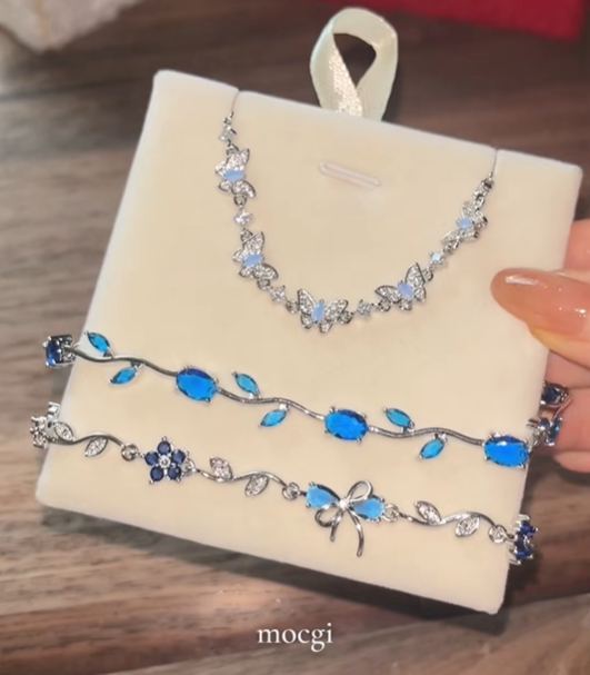 Same as viral video | Set Brand Founder Creative Jewelry - blue bow bracelet combo