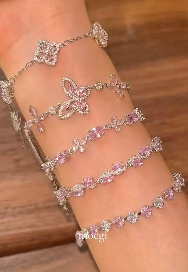 [Copy]Same as viral video | Set Brand Founder Creative Jewelry - pink bracelet bundle