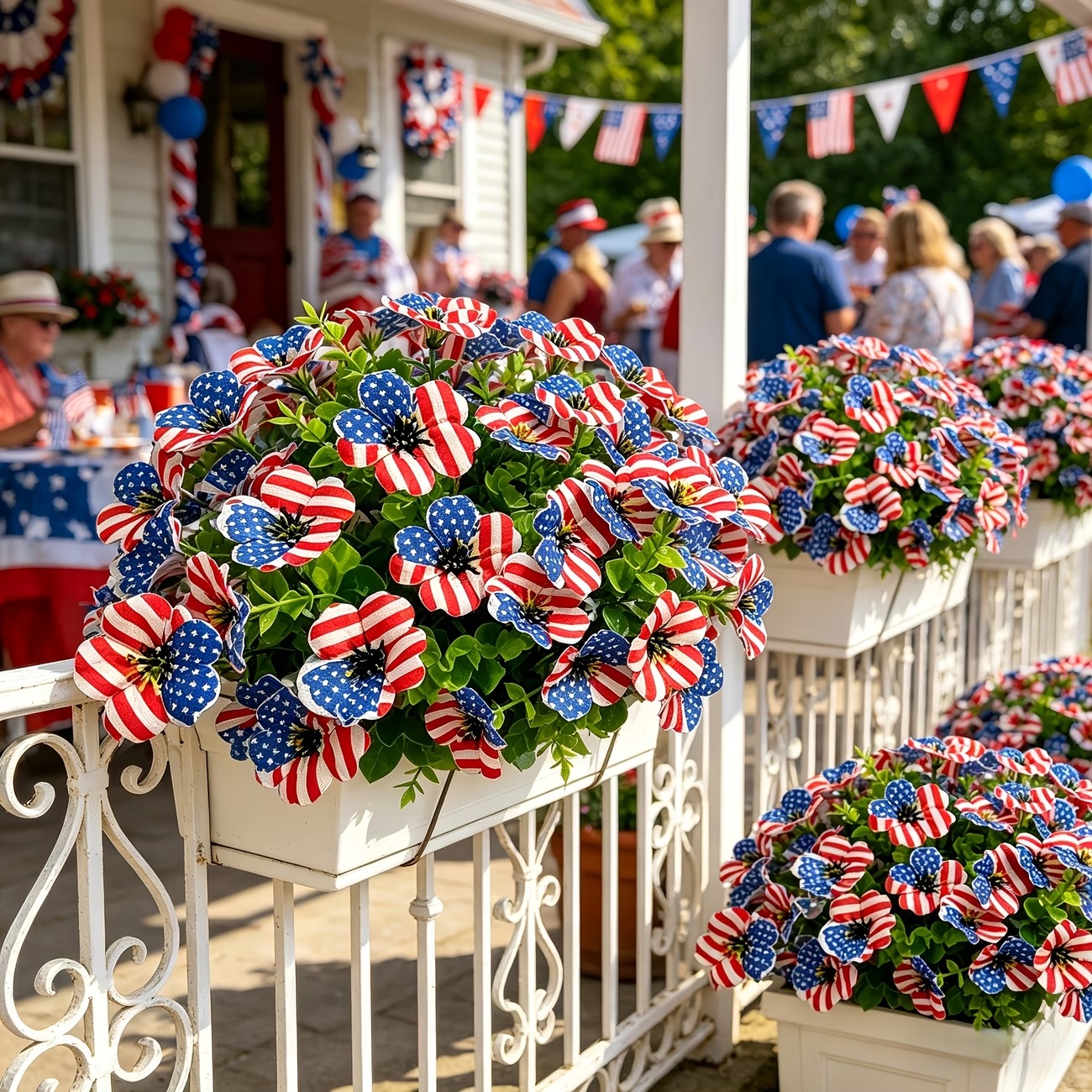 American Flag Faux Flower Bouquet - 12 Pcs-EASESTER