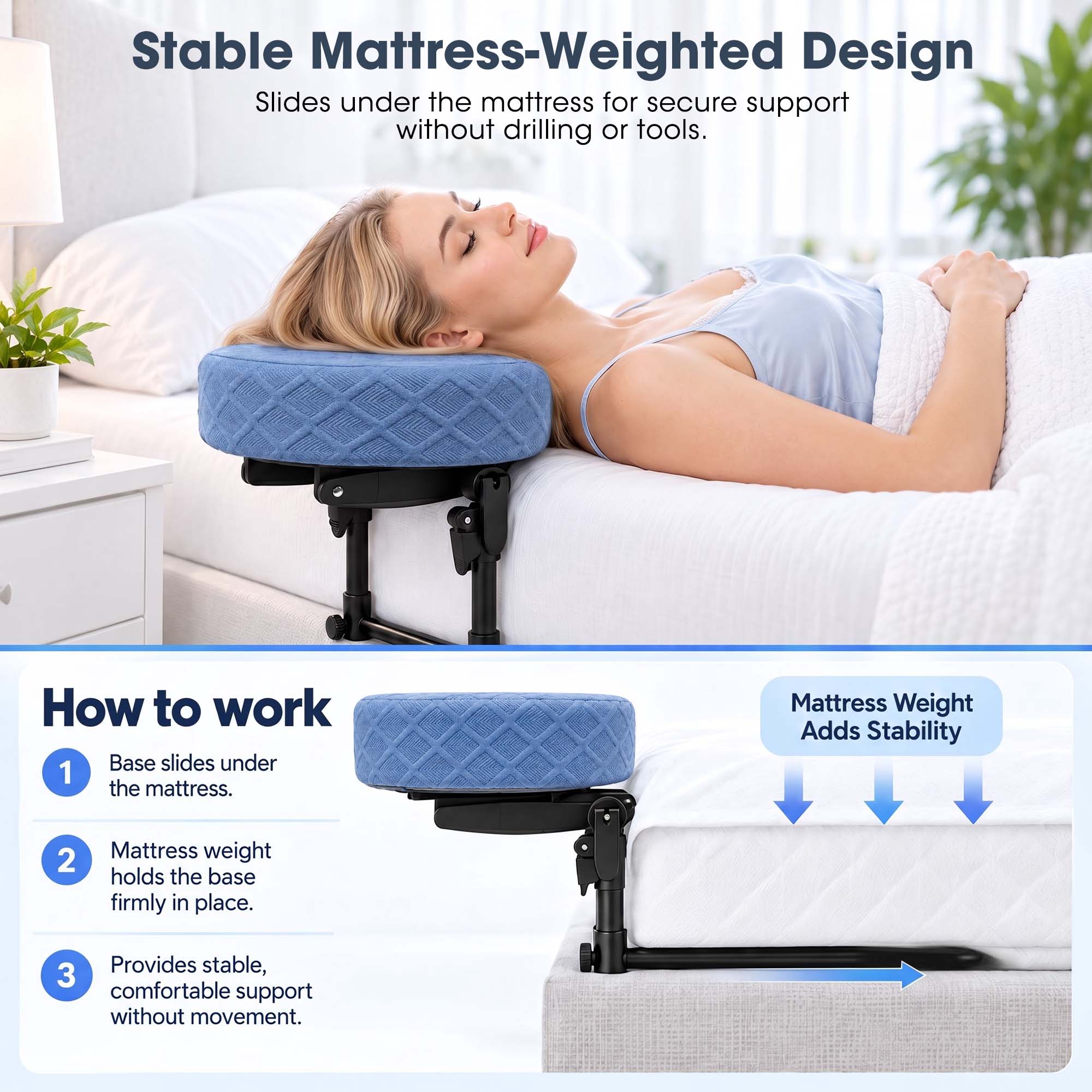 MQUPIN Massage Headrest for Bed, Adjustable Household Face Cradle Kit, Portable Mattress Face Down Pillow for Home Spa & Eye Surgery Recovery