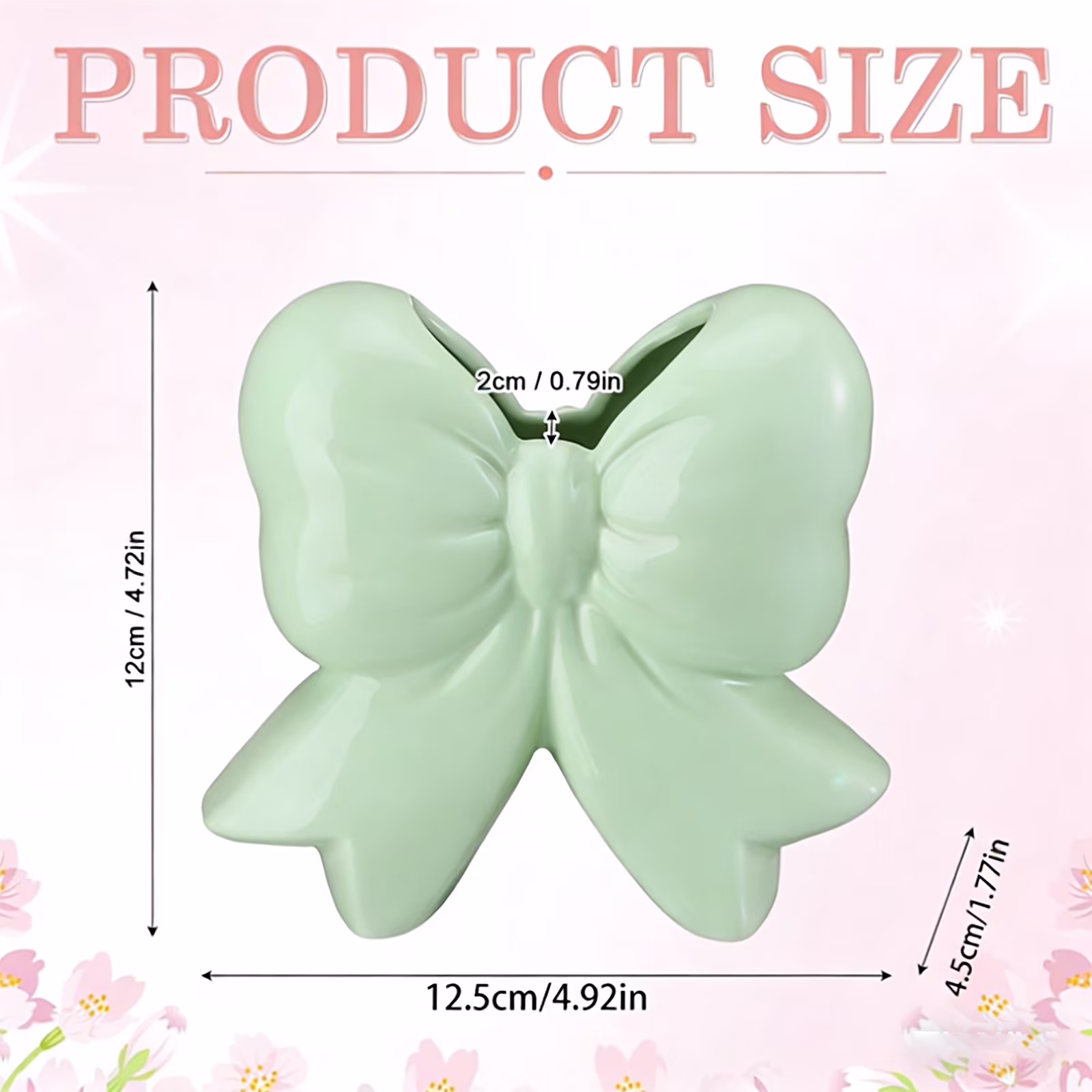 Green Bow Coquette Ceramic Vase - Multifunctional Pen & Makeup Brush Holder, Contemporary Home Office Decor, Perfect Christmas Gift for Women (4.5x1.9x4.7 in)
