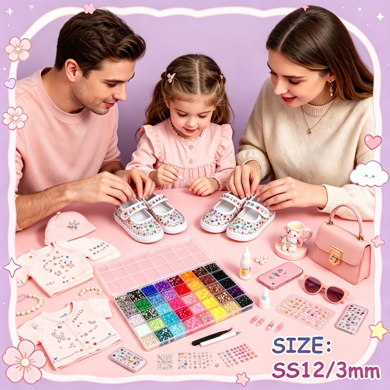 Bedazzler Kit with Rhinestones, 40000 Jelly Gems, 3mm Multicolor Crystal, 3 B7000 Glue for Diamond Art, Nail Art & Crafts