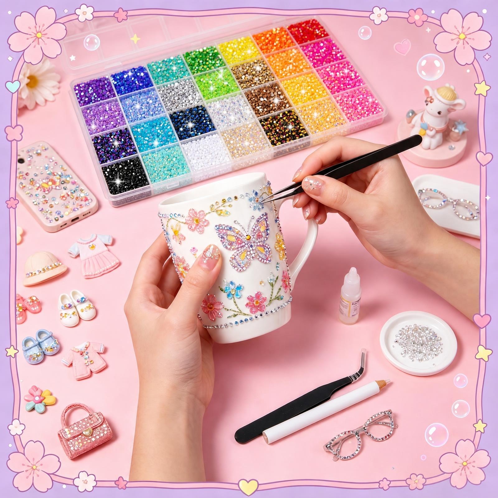 Bedazzler Kit with Rhinestones, 34000 Jelly Gems, 3mm Multicolor Crystal, 3 B7000 Glue for Diamond Art, Nail Art & Crafts