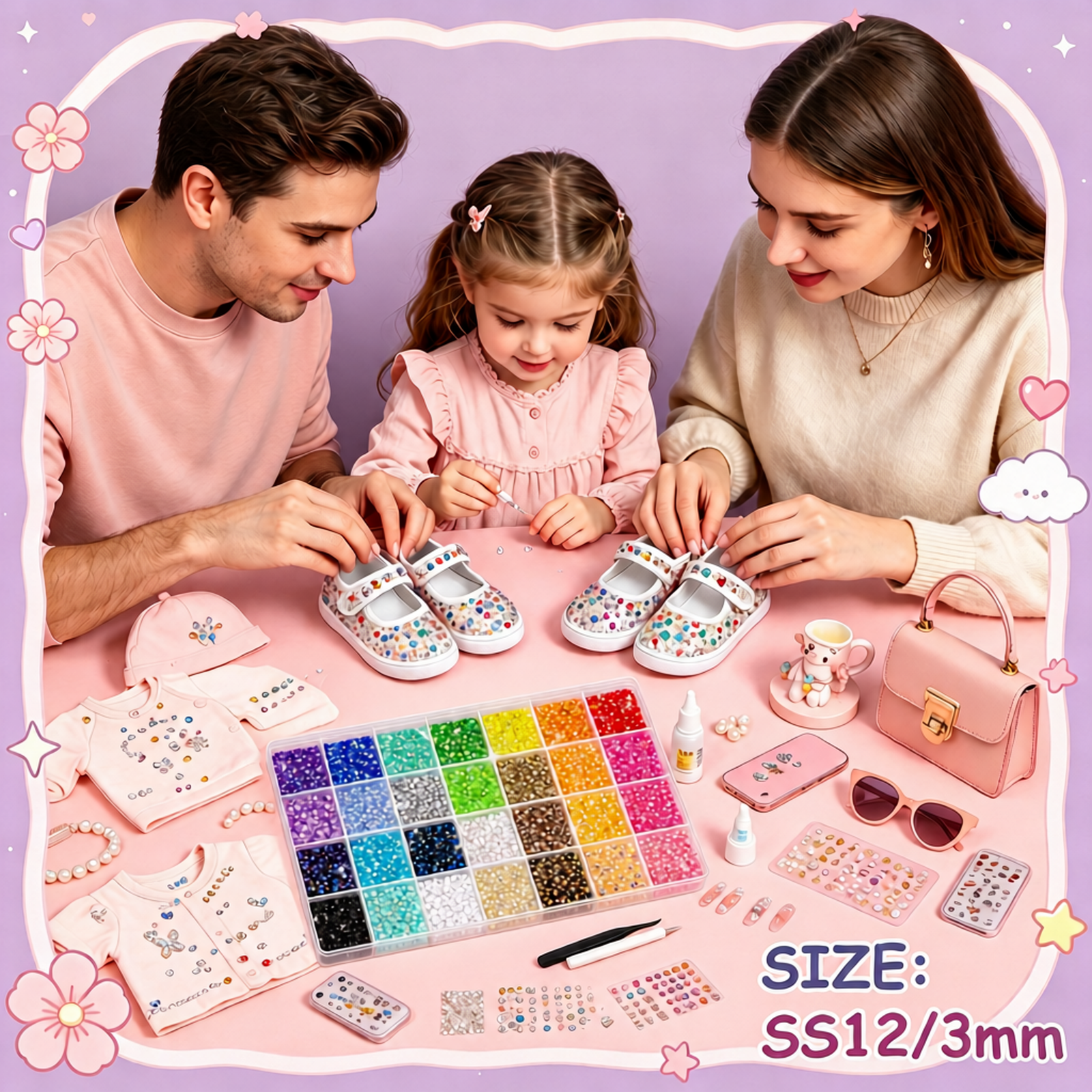Bedazzler Kit with Rhinestones, 34000 Jelly Gems, 3mm Multicolor Crystal, 3 B7000 Glue for Diamond Art, Nail Art & Crafts