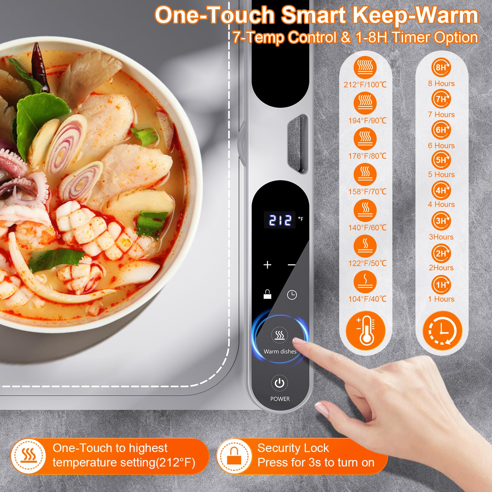 Warming Mat for Food Extra Large, Electric Roll Up Food Warming Mat for Buffet, Warming Tray Mat for Food XL, 47"x15" Portable Heating Pad for Parties, 7 Level Temp 8 Hour Timer, Gifts