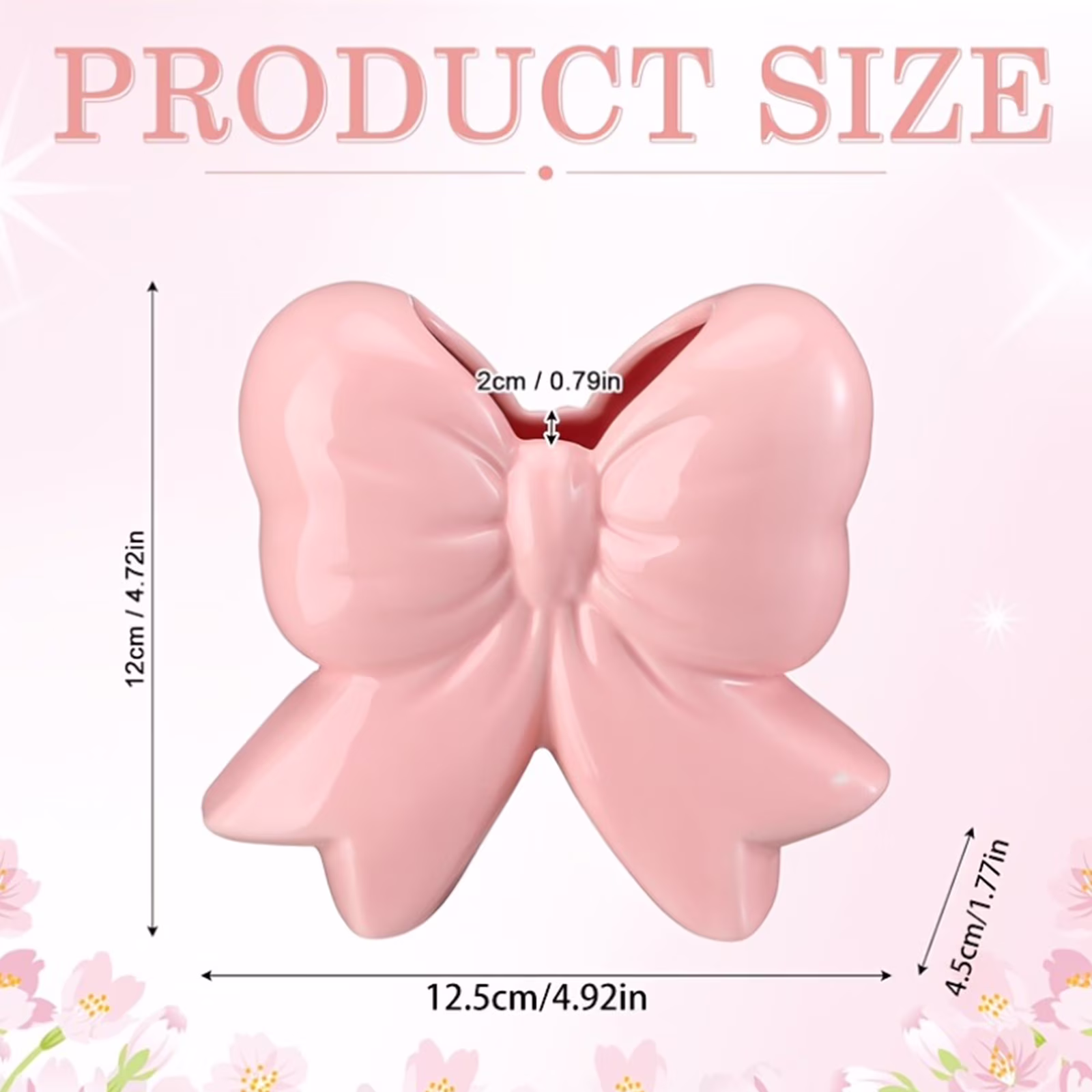 Pink Bow Vase Coquette Ceramic Vase Pen Holder 4.5 x 1.9 x 4.7 in Makeup Brush Holder Contemporary Design Decorative Women Gift for Christmas Home Office Shelf Table Room