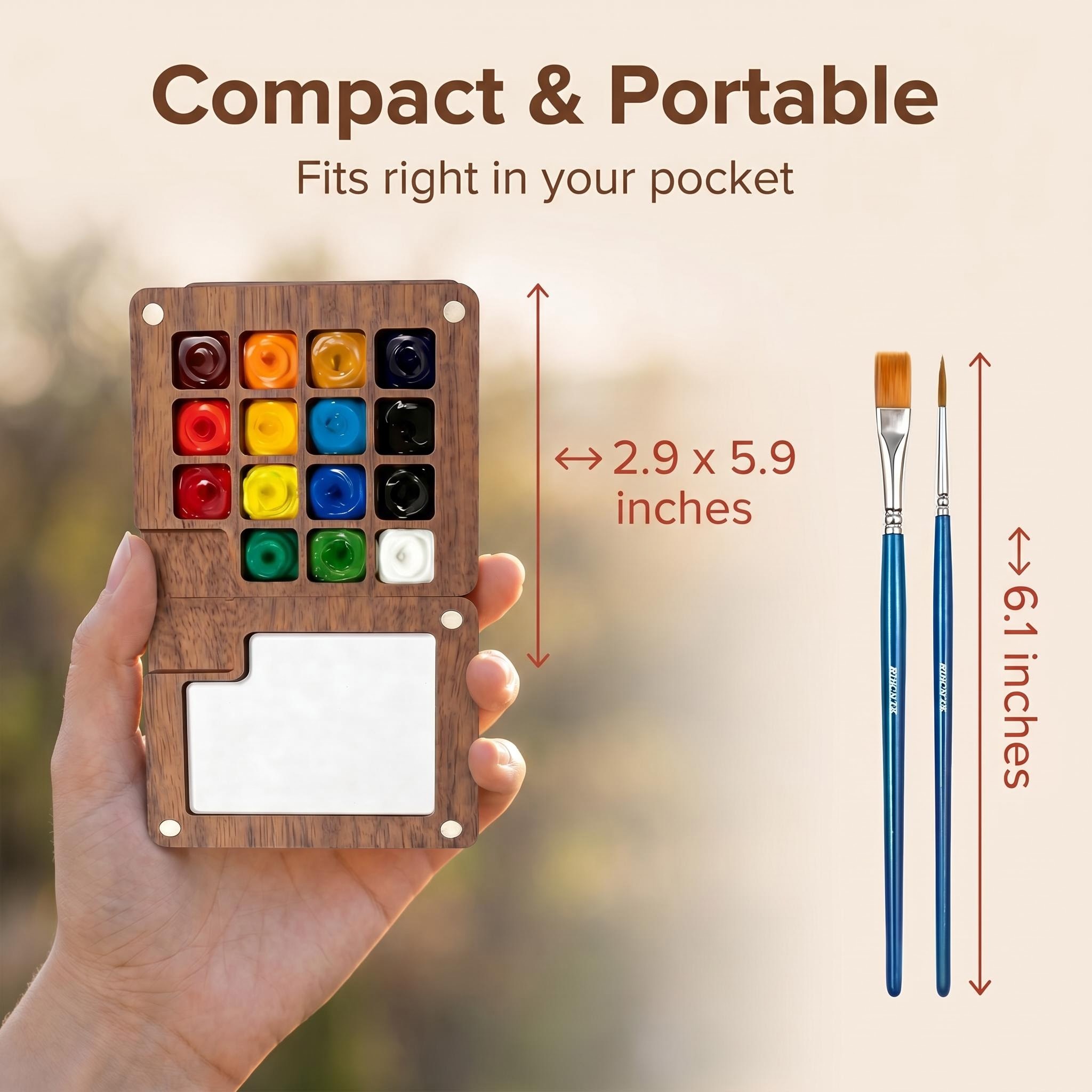 MQUPIN Mini Travel Watercolor Paint Set-Portable Paint Kit with Paints, Brush, Sketchbook & Copper Clip | For Beginners, Professional Artists & Painting Enthusiasts.