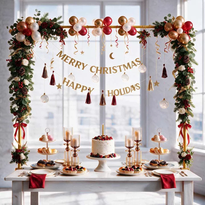 MQUPIN Over The Table Rod Stand with Clamps Adjustable 13''-47'' Tall 29\"-98\" Length Gold Table Arch Hanging for Wedding Birthday Party Halloween Christmas