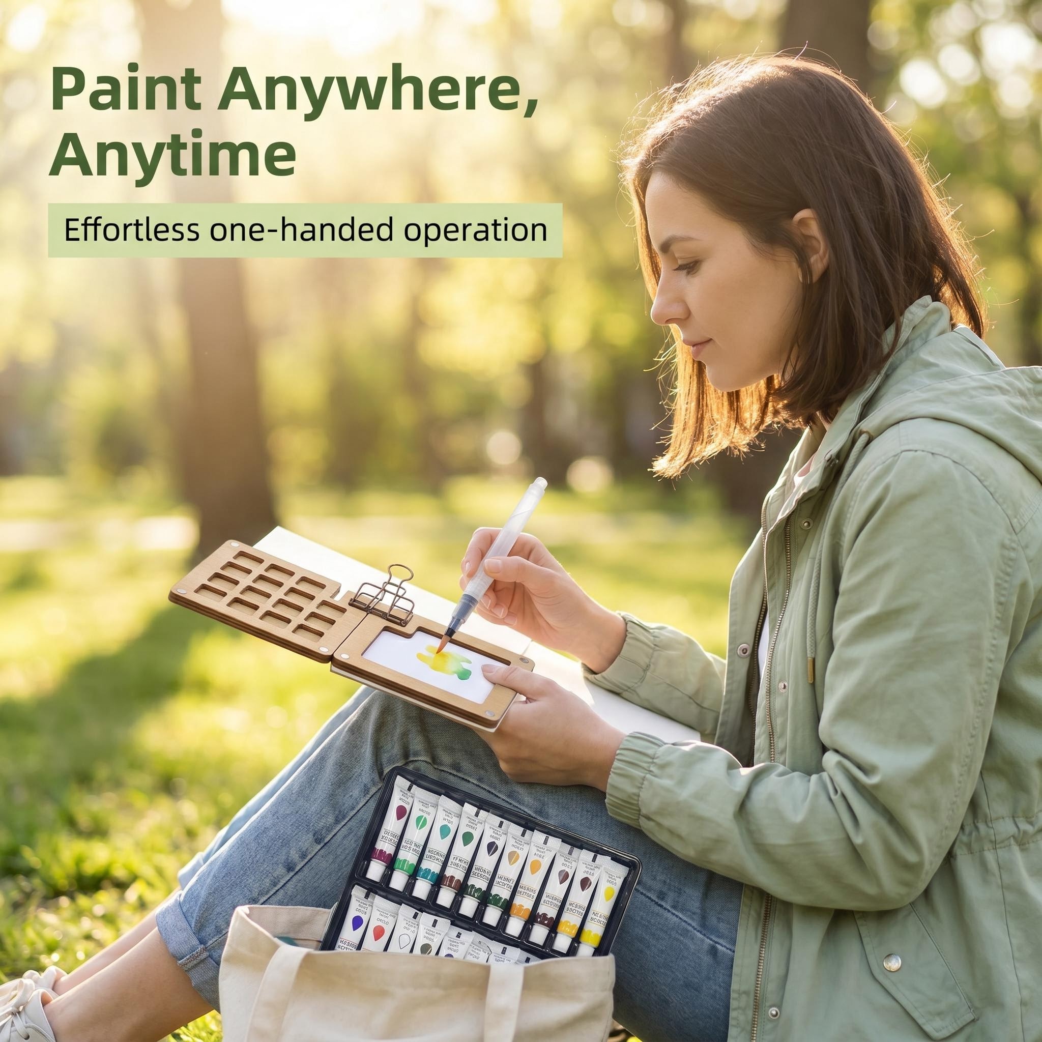 MQUPIN Mini Travel Watercolor Paint Set-Portable Paint Kit with Paints, Brush, Sketchbook & Copper Clip | For Beginners, Professional Artists & Painting Enthusiasts.