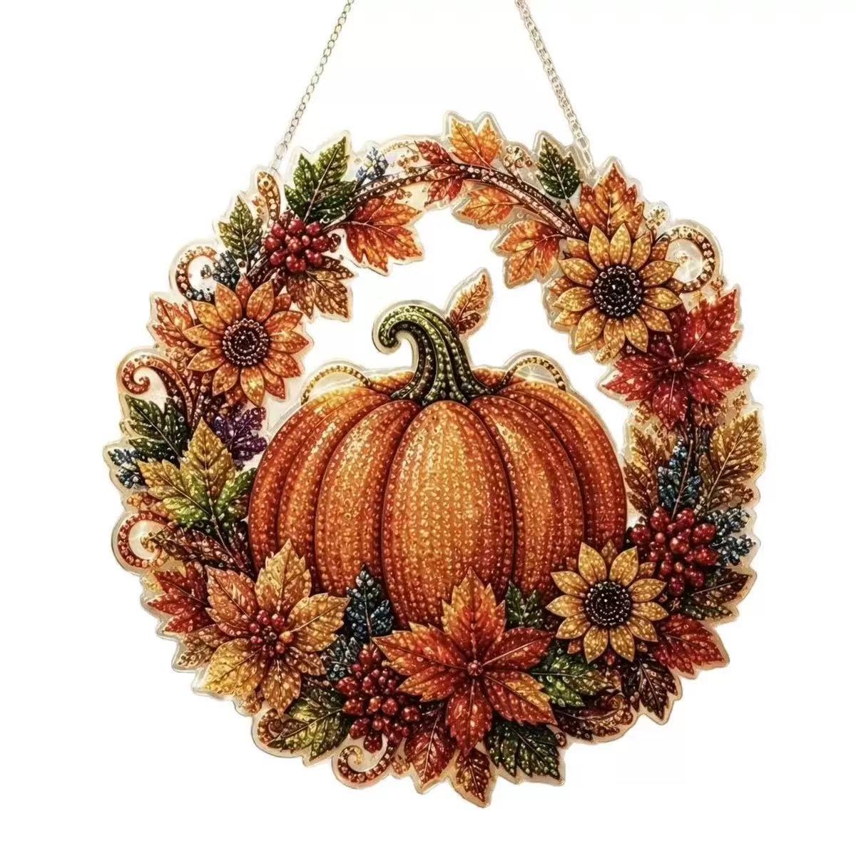 Gem Art Kit | Pumpkin Wreath Crystal Wall Decor