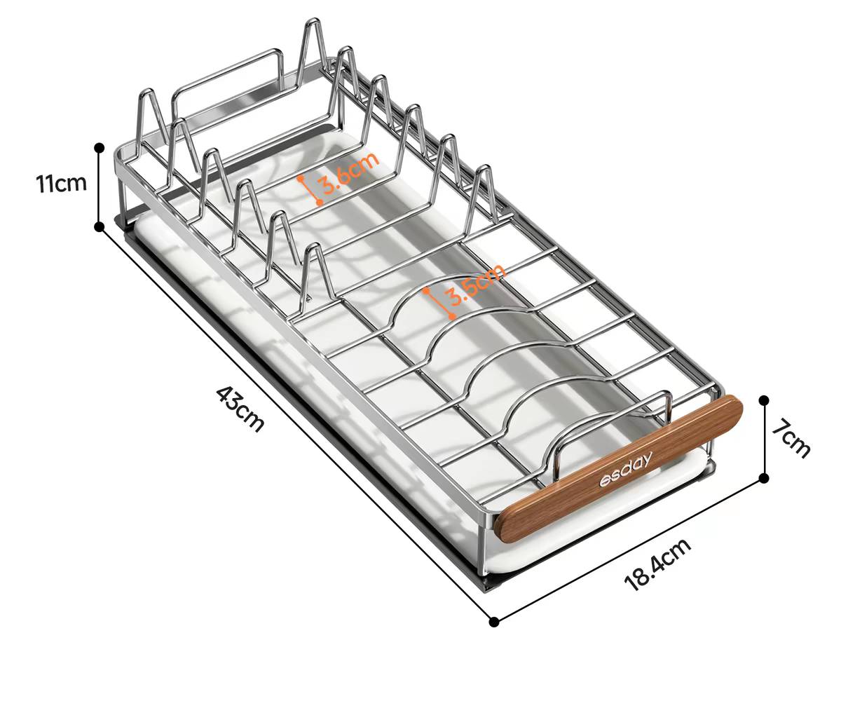 304 Stainless Steel Pull-Out Dish Rack for Kitchen Cabinet with Drip Tray