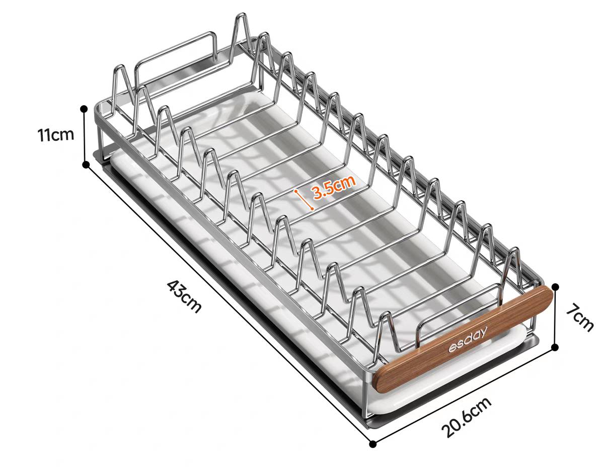 304 Stainless Steel Pull-Out Dish Rack for Kitchen Cabinet with Drip Tray