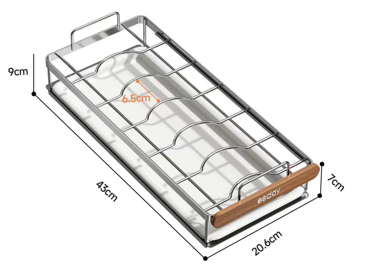 304 Stainless Steel Pull-Out Dish Rack for Kitchen Cabinet with Drip Tray