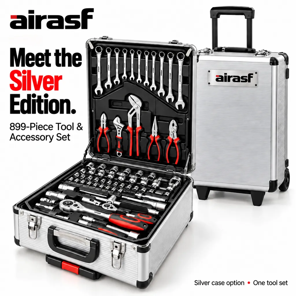 Airasf 899-Piece Tool & Accessory Set with Rolling Storage Case