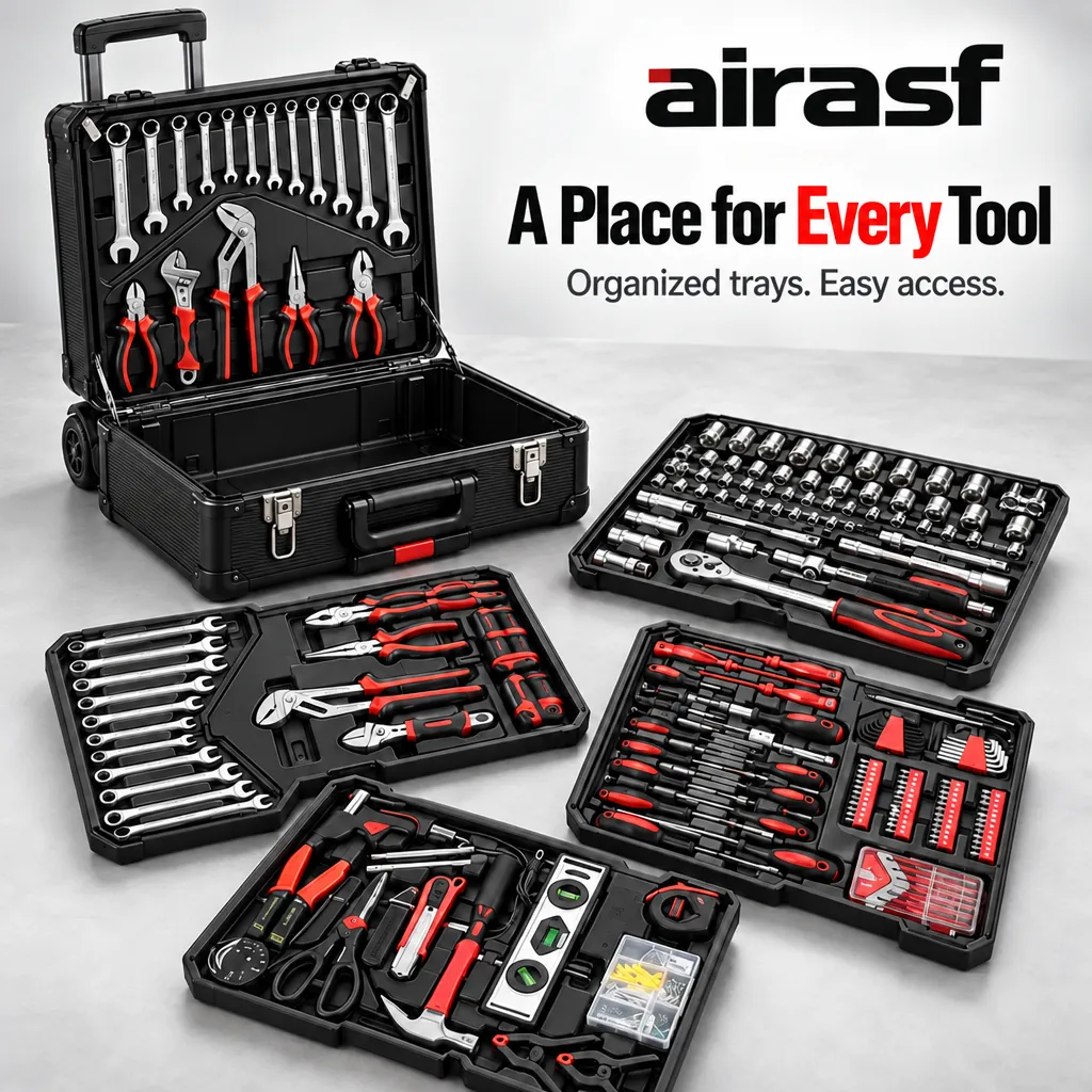 Airasf 899-Piece Tool & Accessory Set with Rolling Storage Case