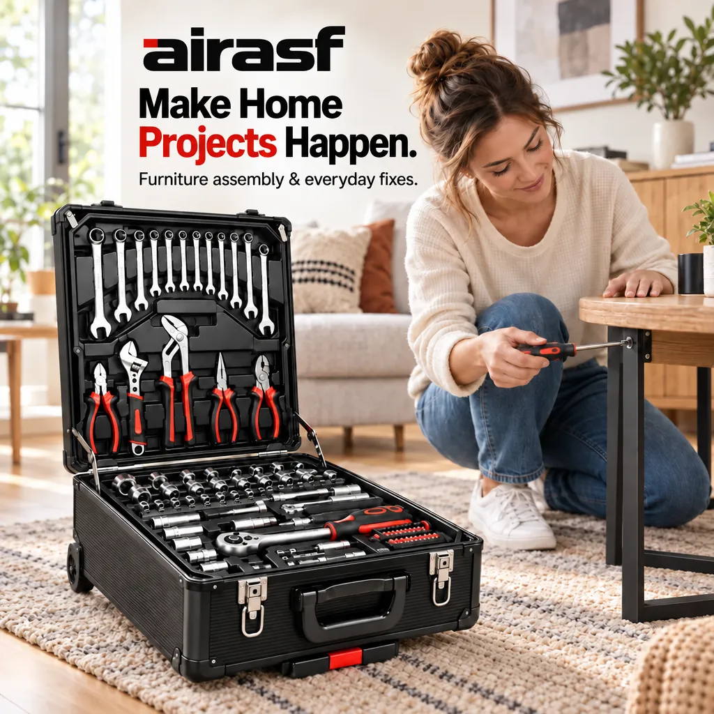 Airasf 899-Piece Tool & Accessory Set with Rolling Storage Case