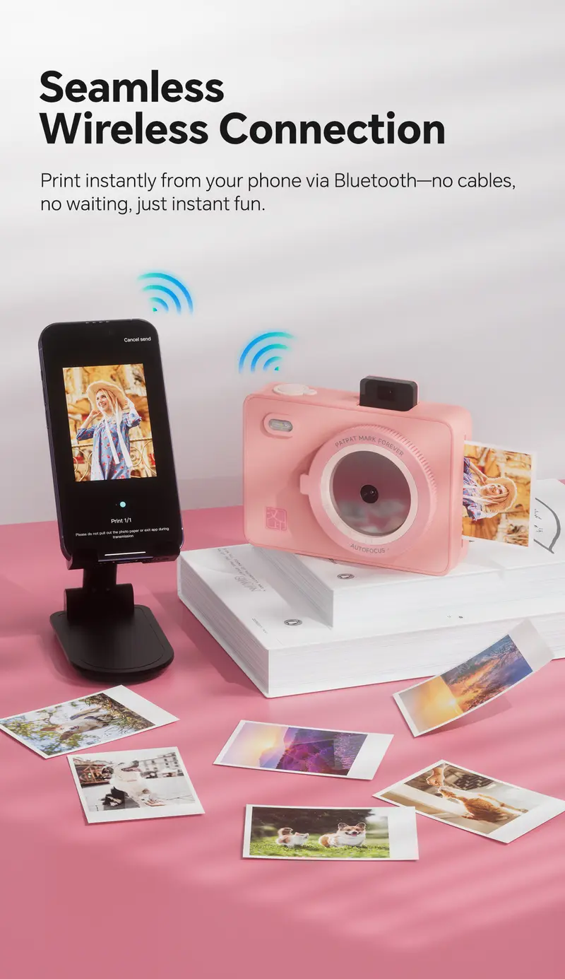 Hanin Z5S Instant Print Camera & 2x3 Portable Bluetooth Photo Printer for iPhone & Android, Full-Color Dye-Sub Ink-Free Printing, Print from Phone or Camera, for Travel, Party, Couple & Family Photos, GiftedInLove