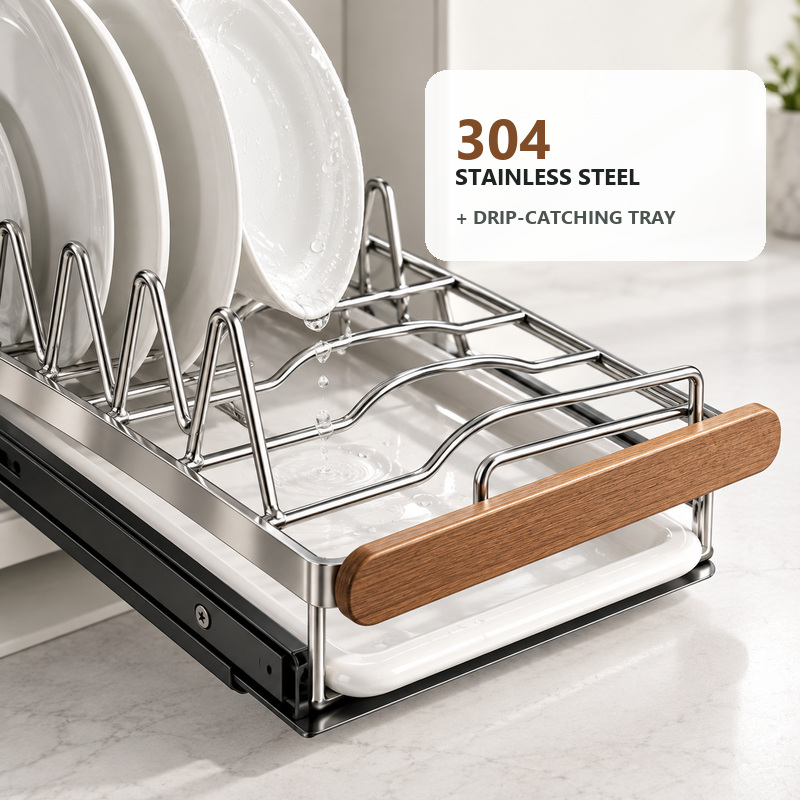 Pull-Out Cabinet Dish Organizer