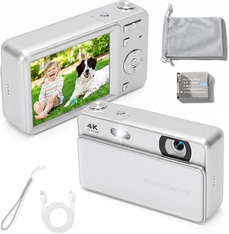 Digital camera, 64MP high-definition autofocus 4K retro sliding-cover camera.
