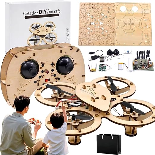 DIY Wooden RC Drone Kit, Quadcopter Assembly Model, Mini RC Quadcopter