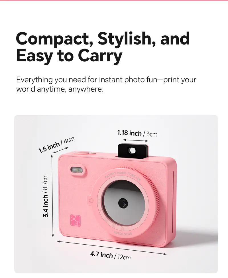 Hanin Z5S Instant Print Camera & 2x3 Portable Bluetooth Photo Printer for iPhone & Android, Full-Color Dye-Sub Ink-Free Printing, Print from Phone or Camera, for Travel, Party, Couple & Family Photos, GiftedInLove