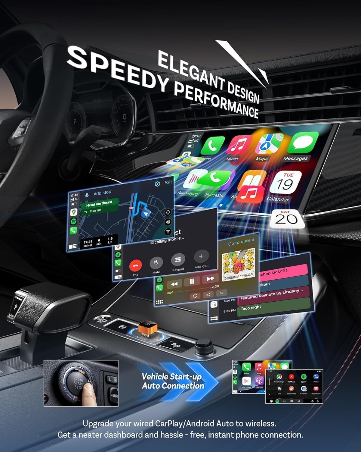 2026 Model Mini Wireless CarPlay Adapter — Upgrade from Wired to Wireless CarPlay and Android Auto