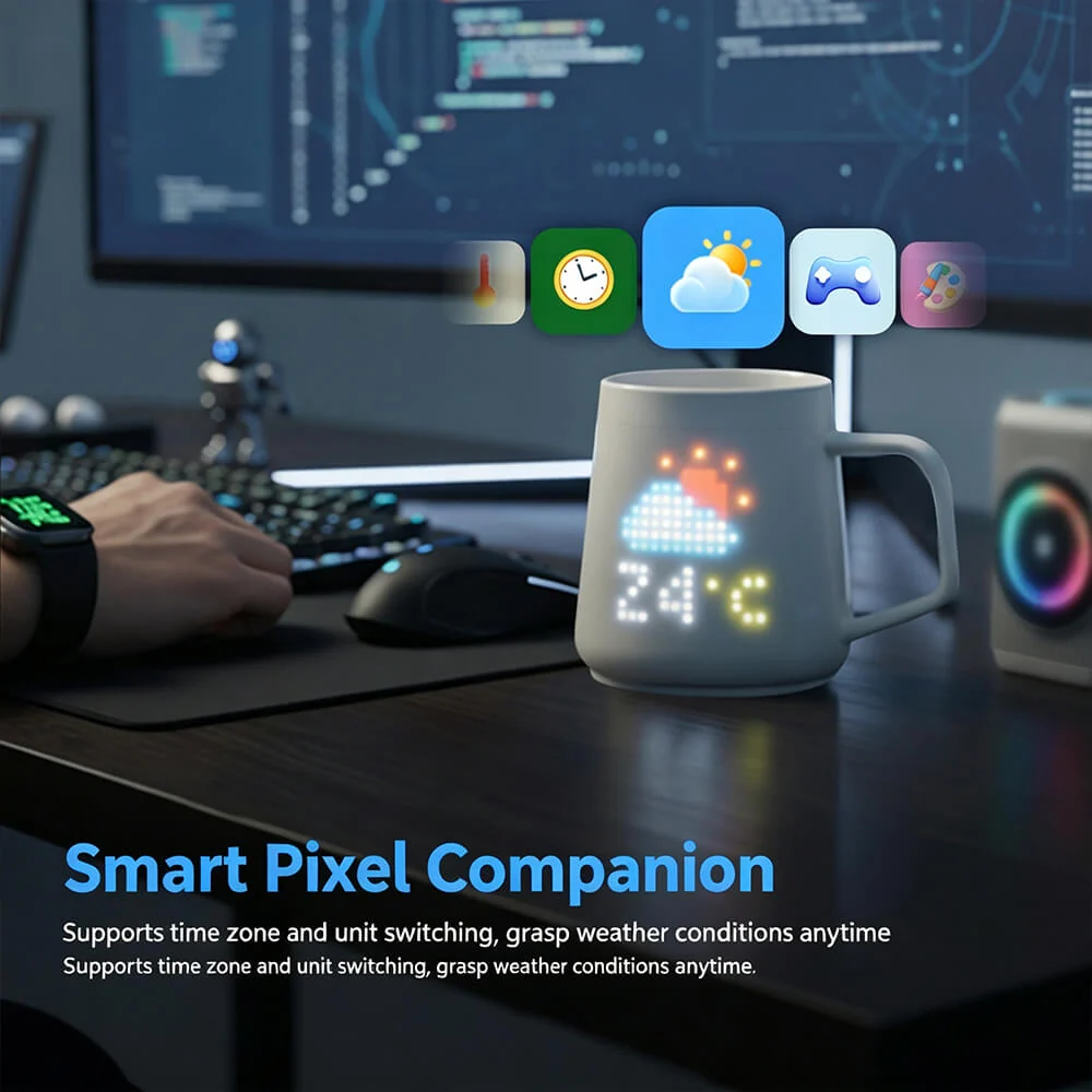 LED Pixel Smart Mug App-controlled DIY Animation Ceramic Cup Interactive