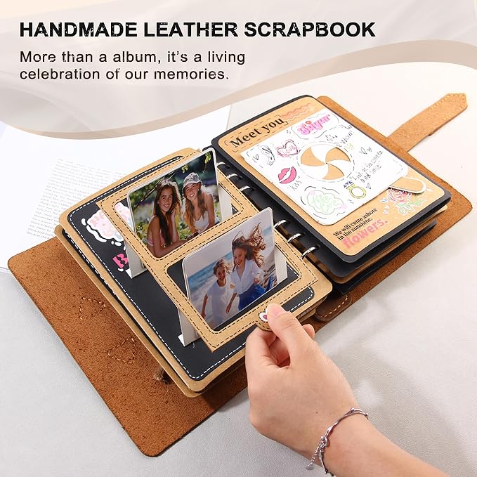 Handmade Genuine Leather Scrapbook Album—A DIY 3D Interactive Keepsake for Wedding, Baby, and Family Photos