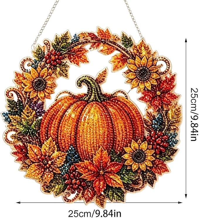 Gem Art Kit | Pumpkin Wreath Crystal Wall Decor