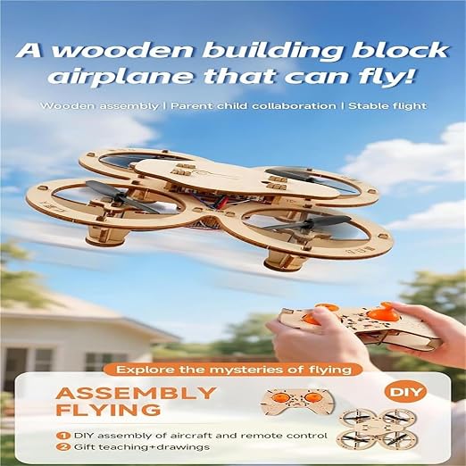 DIY Wooden RC Drone Kit, Quadcopter Assembly Model, Mini RC Quadcopter