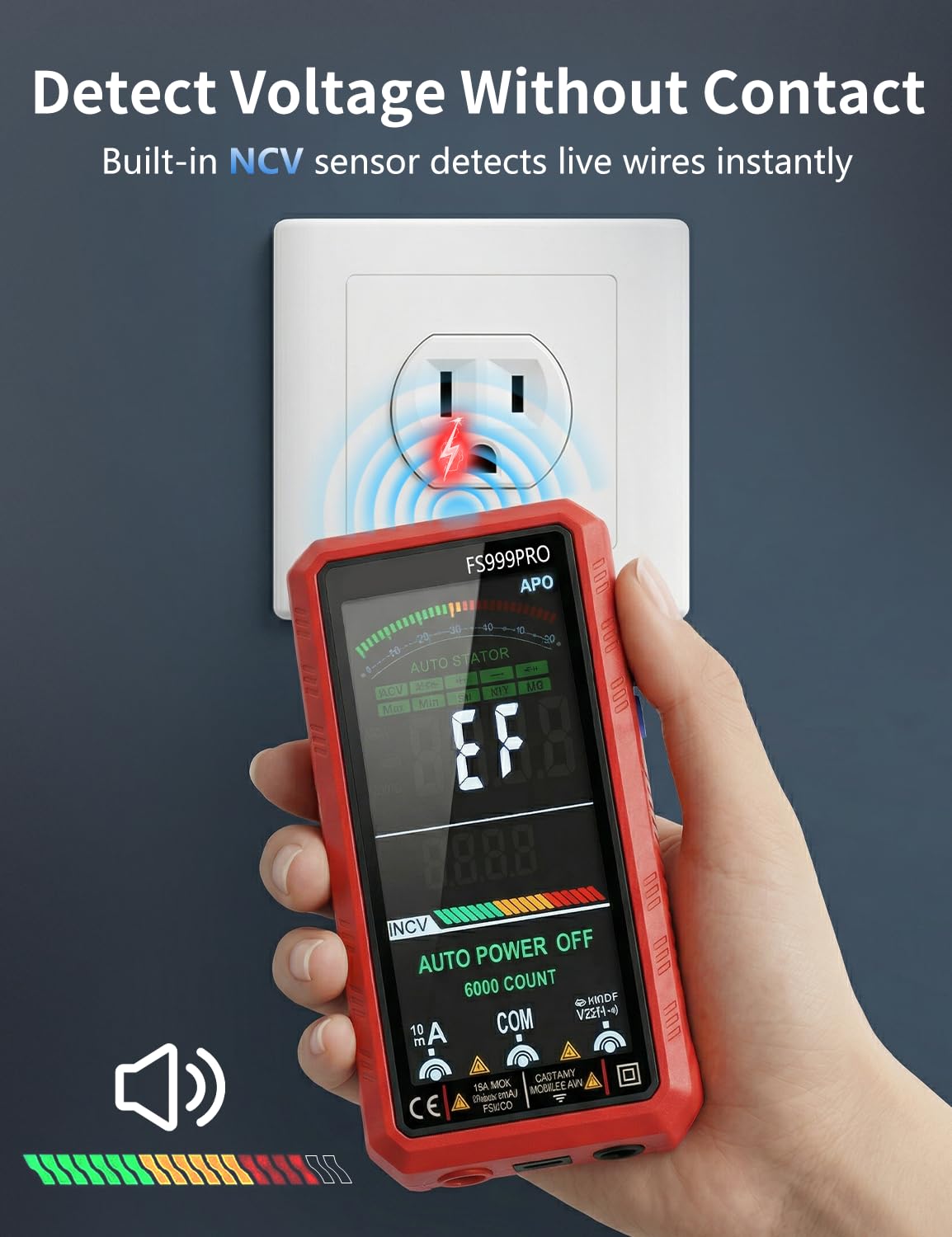 Digital Multimeter, Smart Auto-Ranging Electrician Tester, 6000-Count True RMS