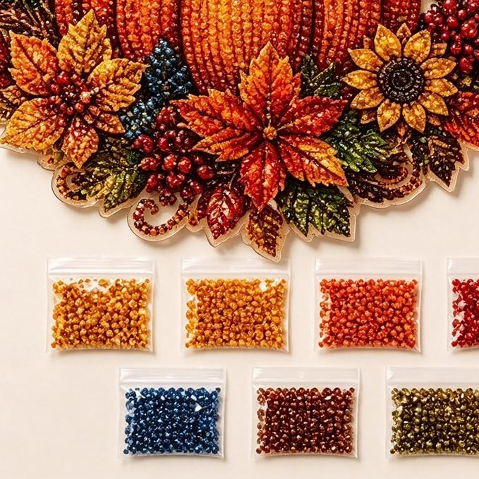 Gem Art Kit | Pumpkin Wreath Crystal Wall Decor