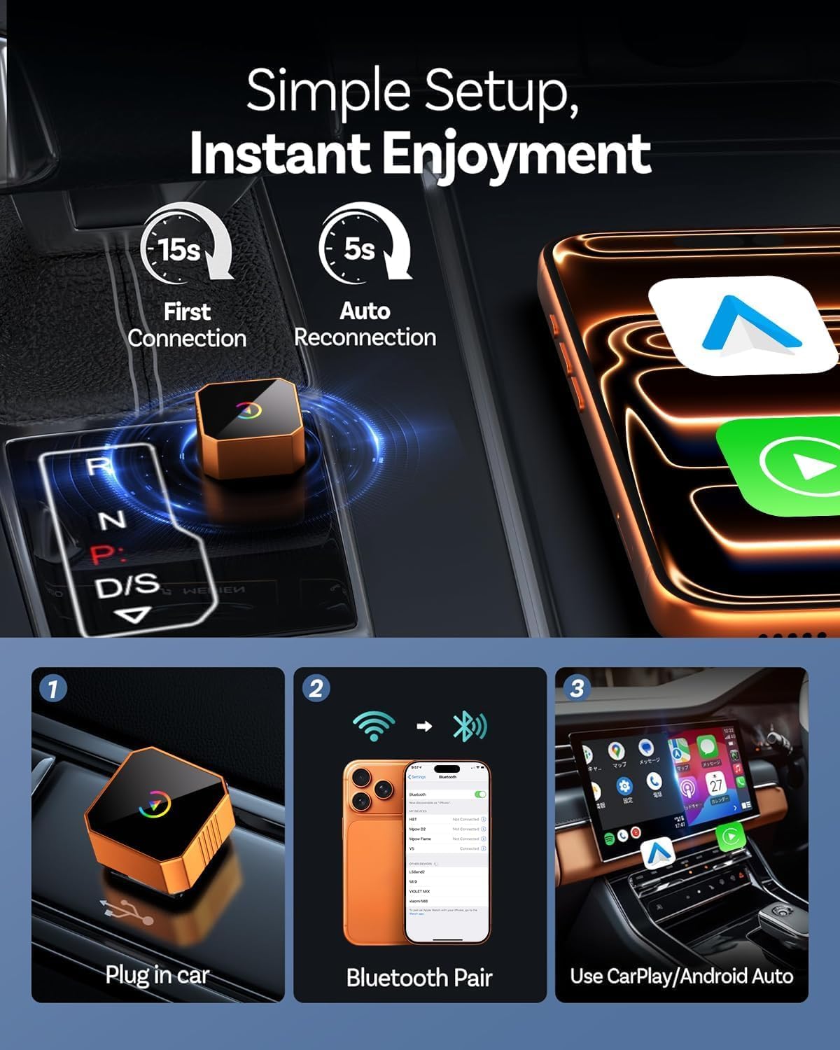 2026 Model Mini Wireless CarPlay Adapter — Upgrade from Wired to Wireless CarPlay and Android Auto