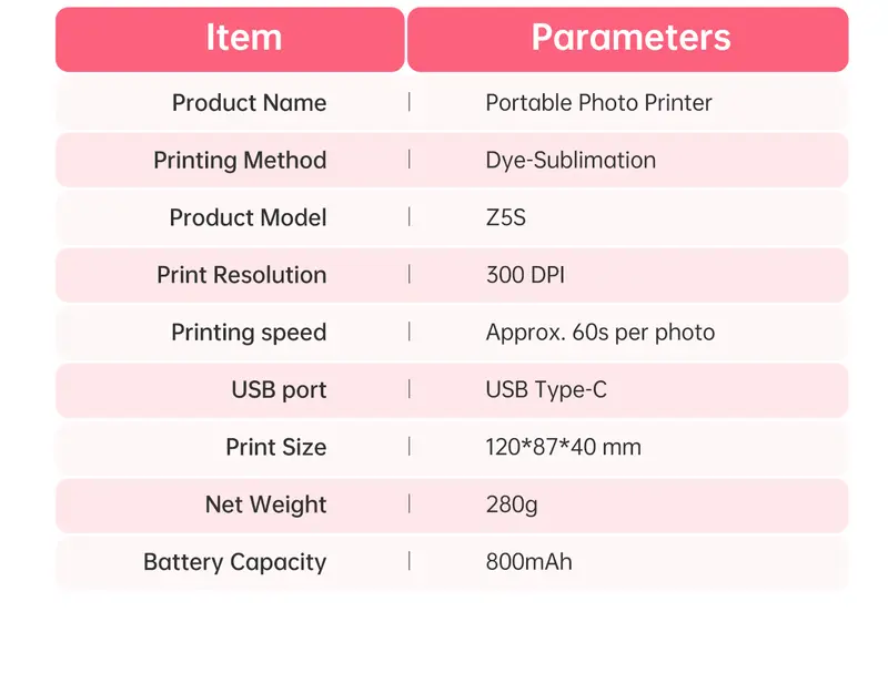 Hanin Z5S Instant Print Camera & 2x3 Portable Bluetooth Photo Printer for iPhone & Android, Full-Color Dye-Sub Ink-Free Printing, Print from Phone or Camera, for Travel, Party, Couple & Family Photos, GiftedInLove