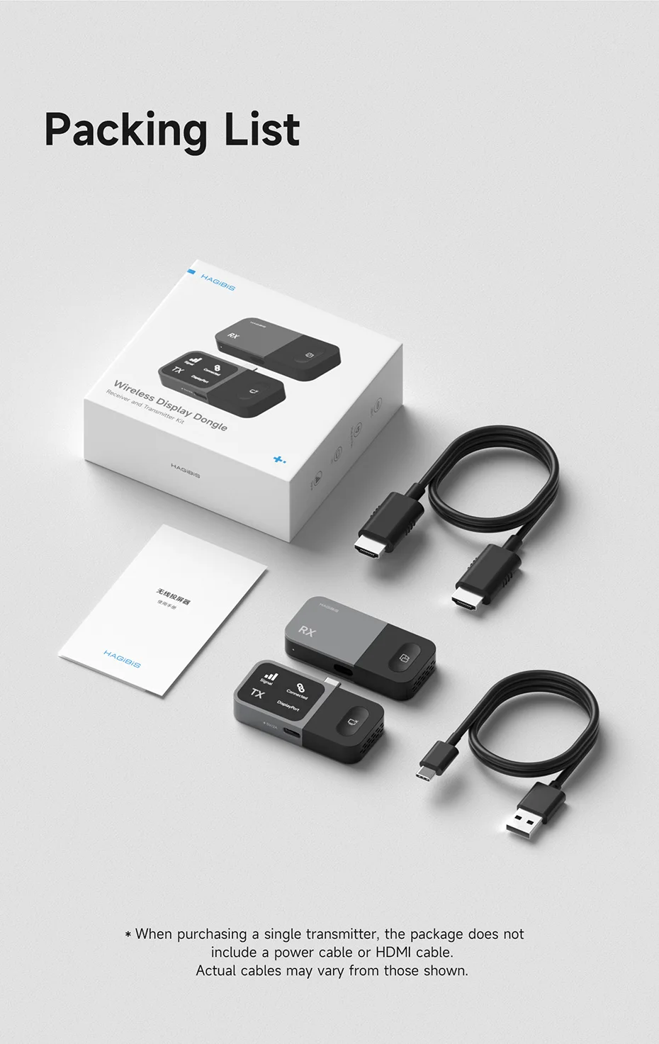 Hagibis GA10 Wireless Display Adapter USB-C Transmitter & HDMI Receiver