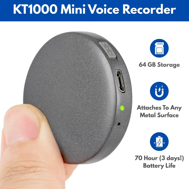 64GB Voice Activated Recorder + Digital Voice Recorder, Compact Audio Recorder, Audio Recording Device, Grabadora de Audio Digital, Gray