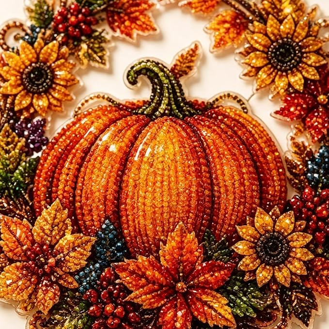Gem Art Kit | Pumpkin Wreath Crystal Wall Decor