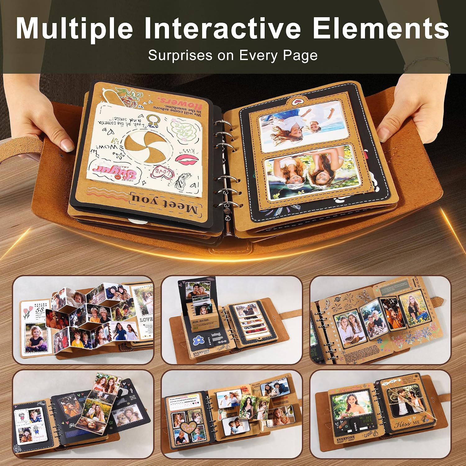 Handmade Genuine Leather Scrapbook Album—A DIY 3D Interactive Keepsake for Wedding, Baby, and Family Photos