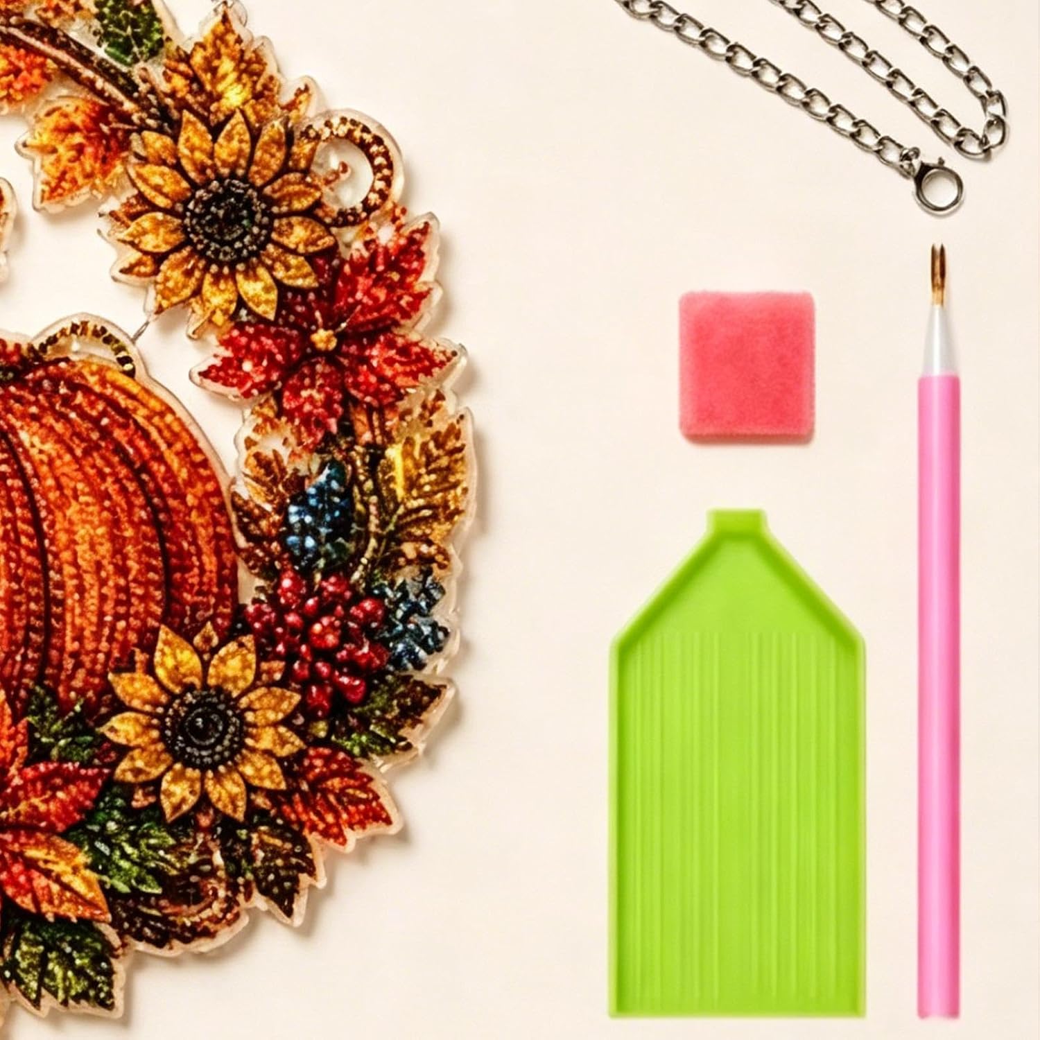 Gem Art Kit | Pumpkin Wreath Crystal Wall Decor