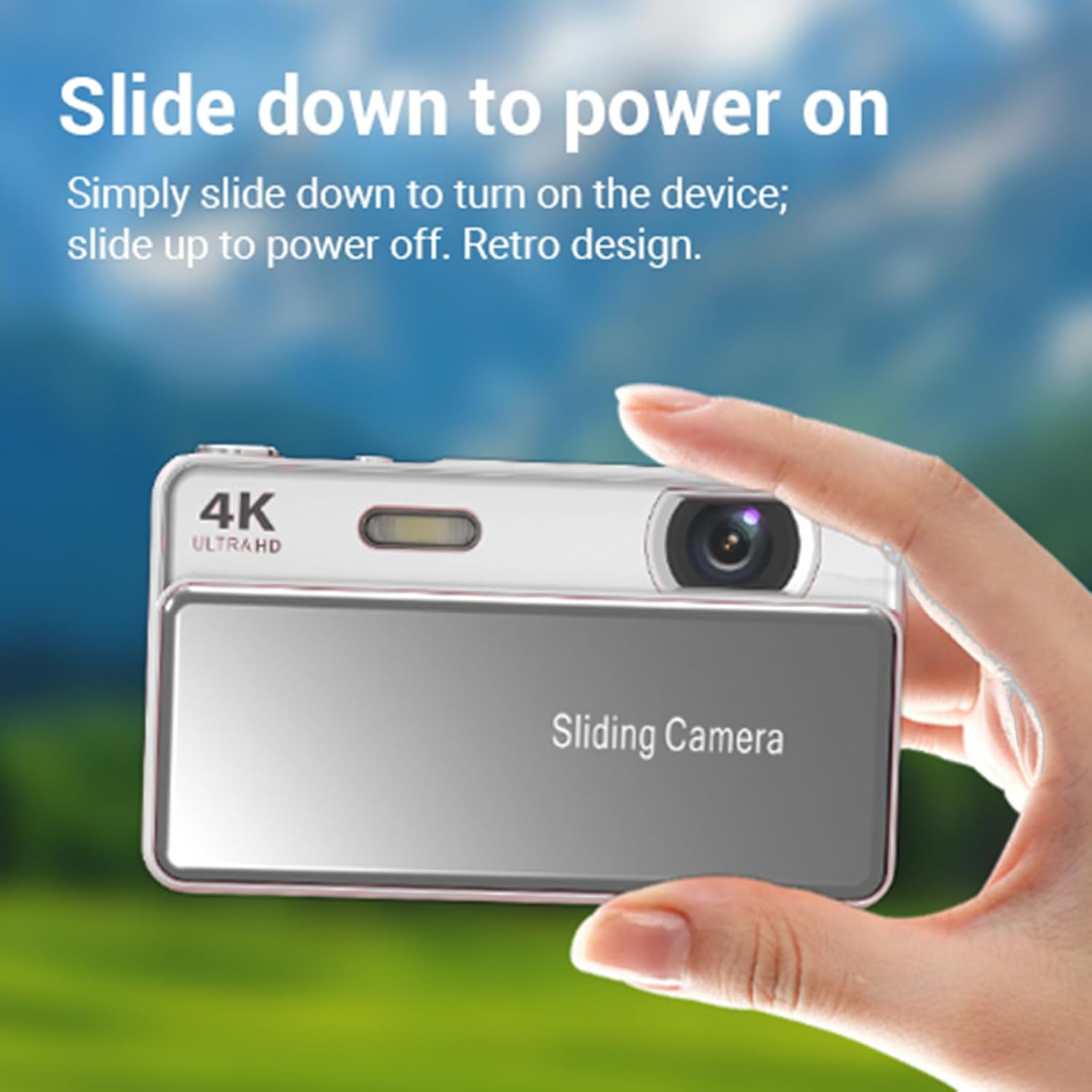 Digital camera, 64MP high-definition autofocus 4K retro sliding-cover camera.