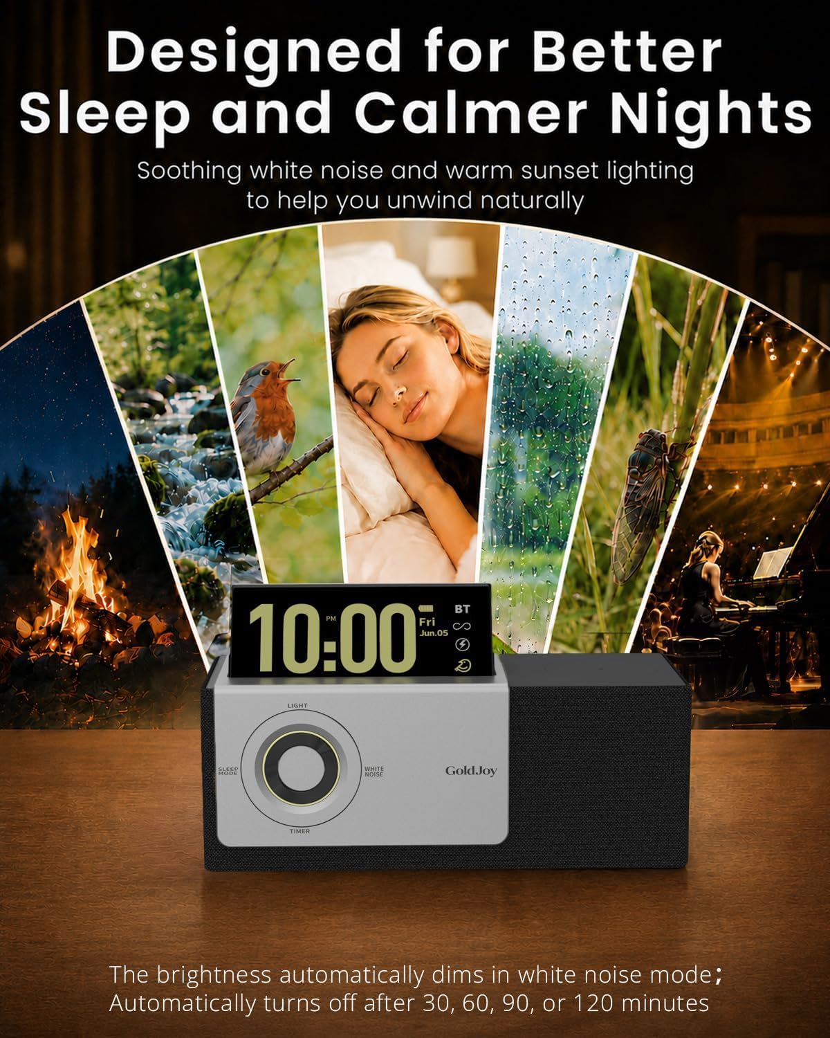 Wireless Bluetooth Speaker—doubles as a charging dock; suitable for home use or as a sleep-aid gift.