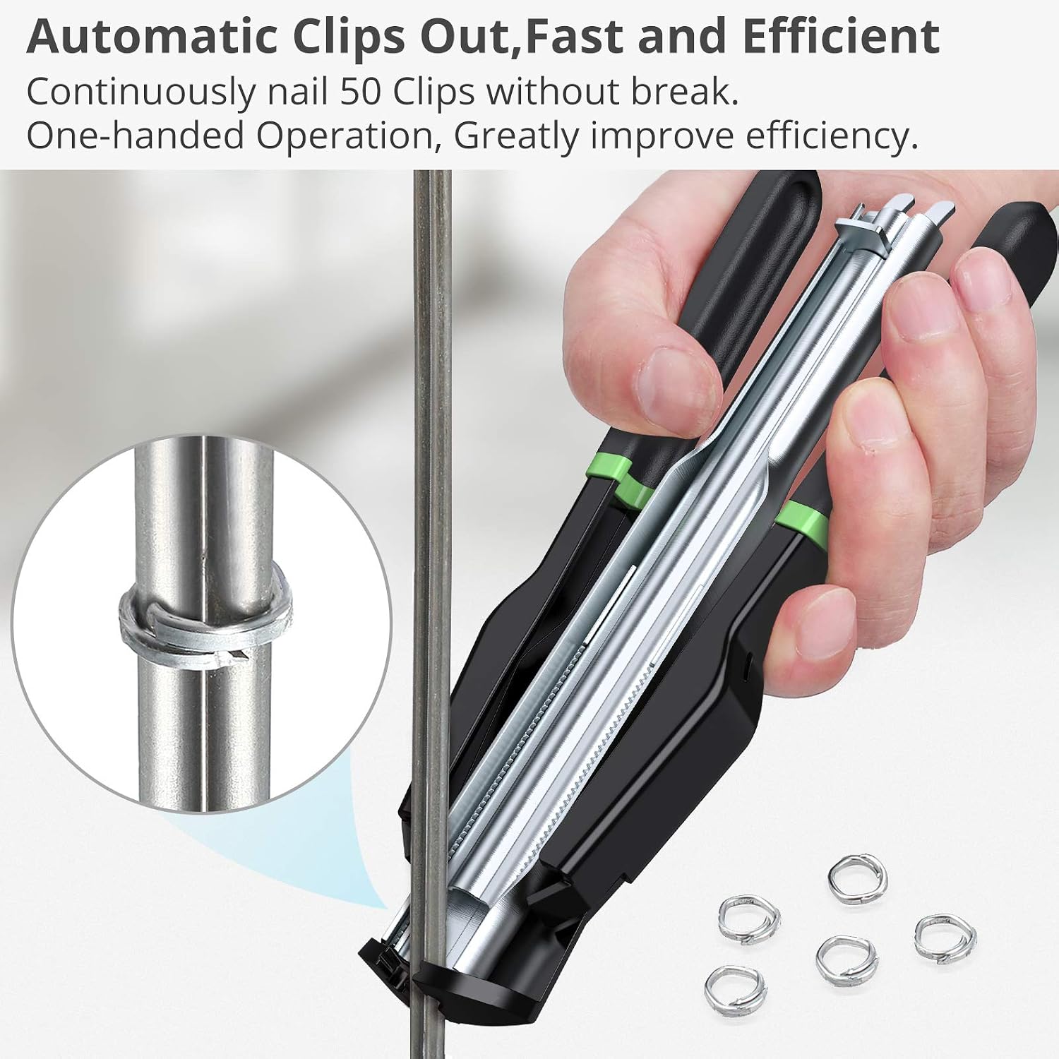 Hog Ring Pliers Kit with 2500pcs Rings Auto-Feed 50pcs Magazine