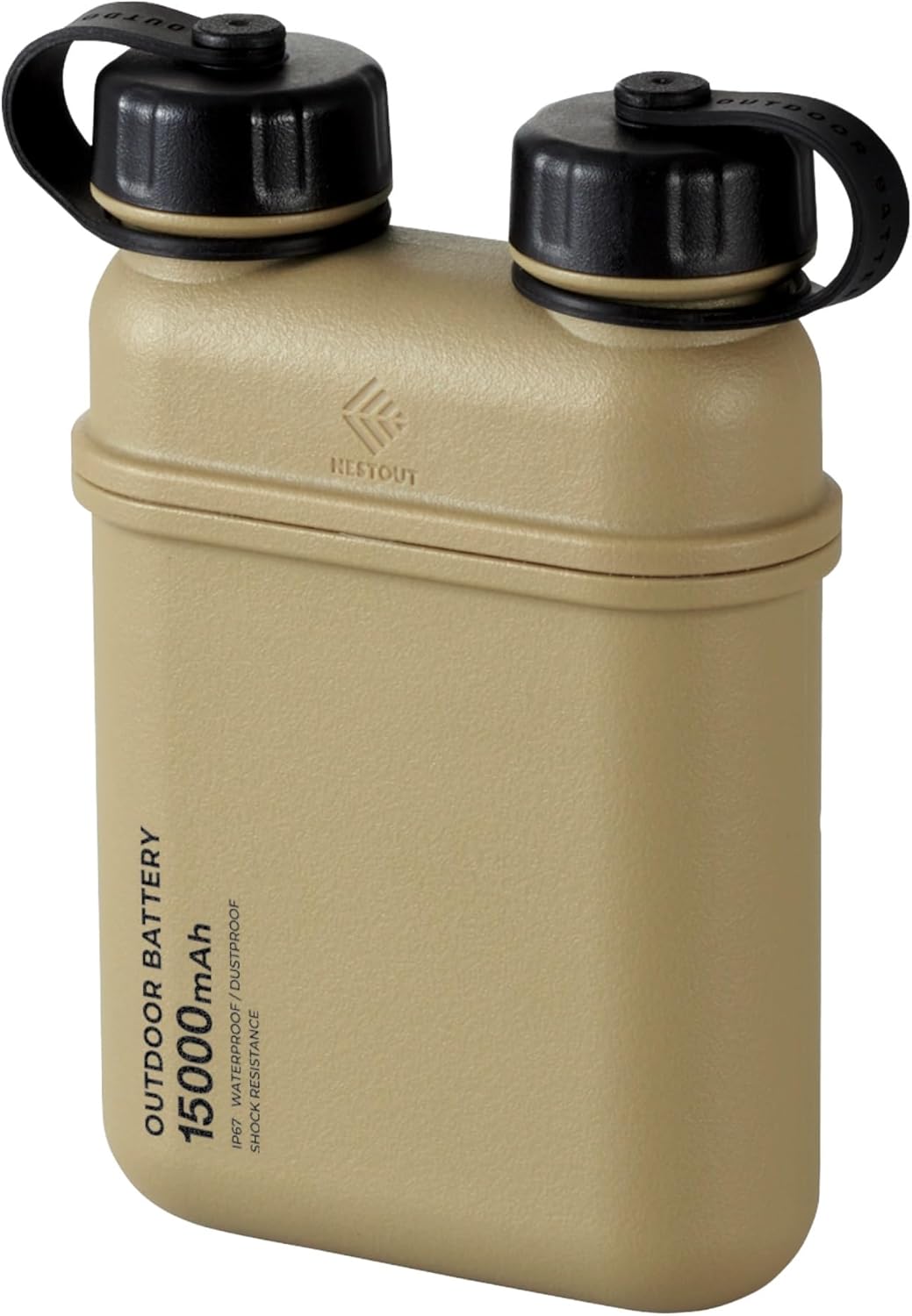 Rugged Power Bank, 15000mAh Outdoor Charger, 32W USB C Fast Charging PD, Waterproof IP67, Heavy Duty Shockproof, Tactical Battery Pack for iPhone Tablet Hiking Camping Survival (Beige)