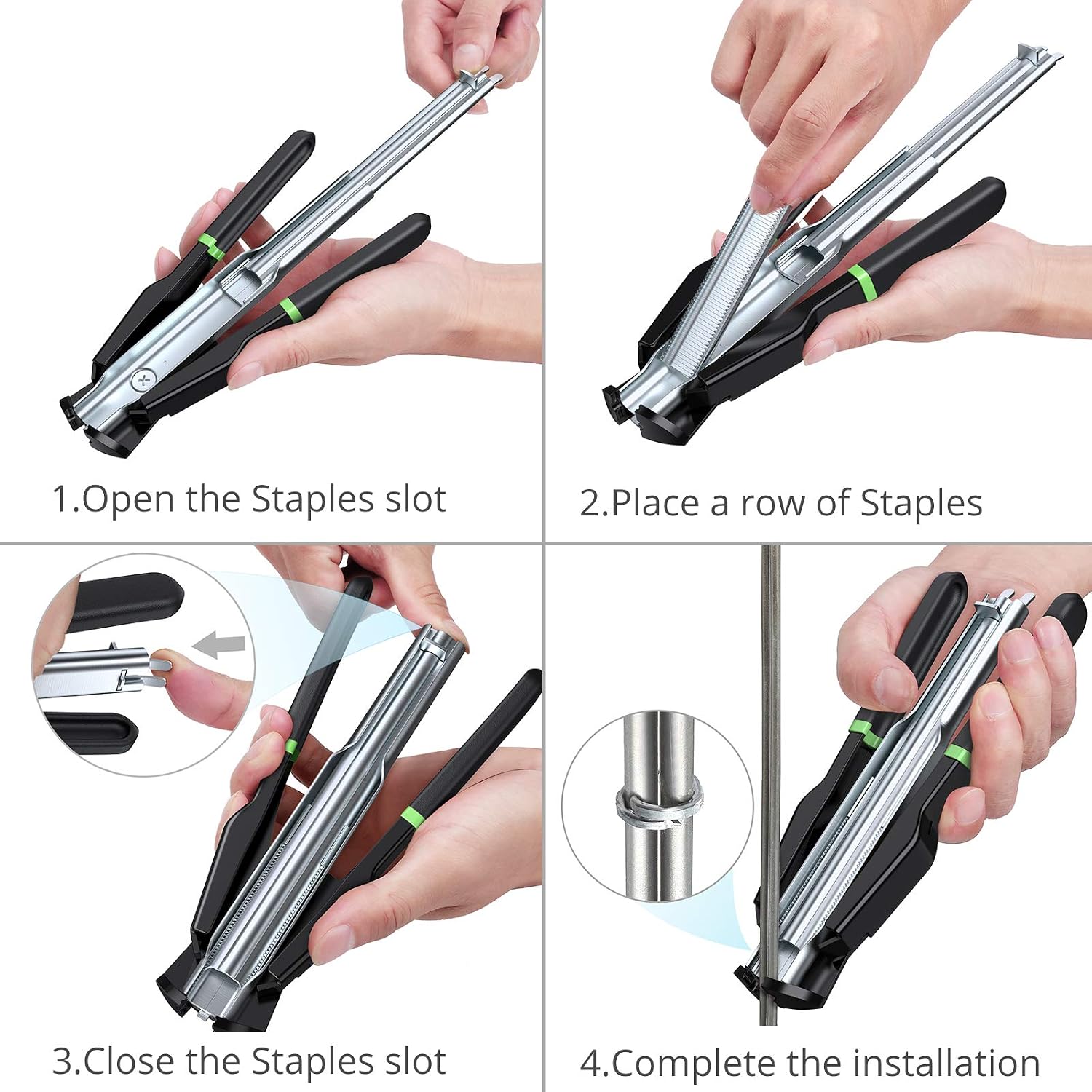 Hog Ring Pliers Kit with 2500pcs Rings Auto-Feed 50pcs Magazine