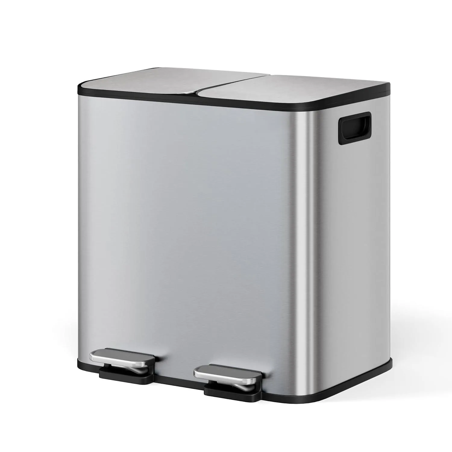 Stainless Steel Double Trash Can with Lid 