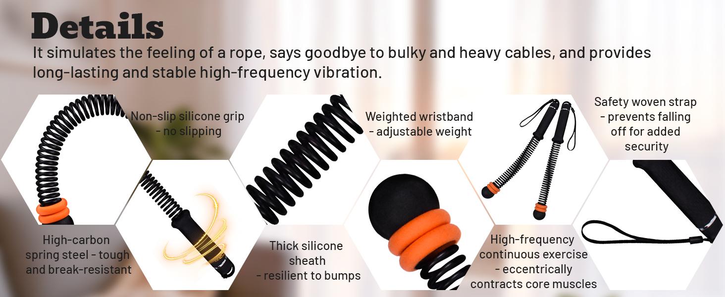 FINDAMAZE Cordless Battle Ropes for Home Gym - Cordless Training Rope Fitness Equipment for Men & Women, Weighted Workout Ropes for HIIT, No-Jump Full-Body Exercise, Ideal for Fitness Enthusiasts Workout Equipment Training Equipment & Festival Gift