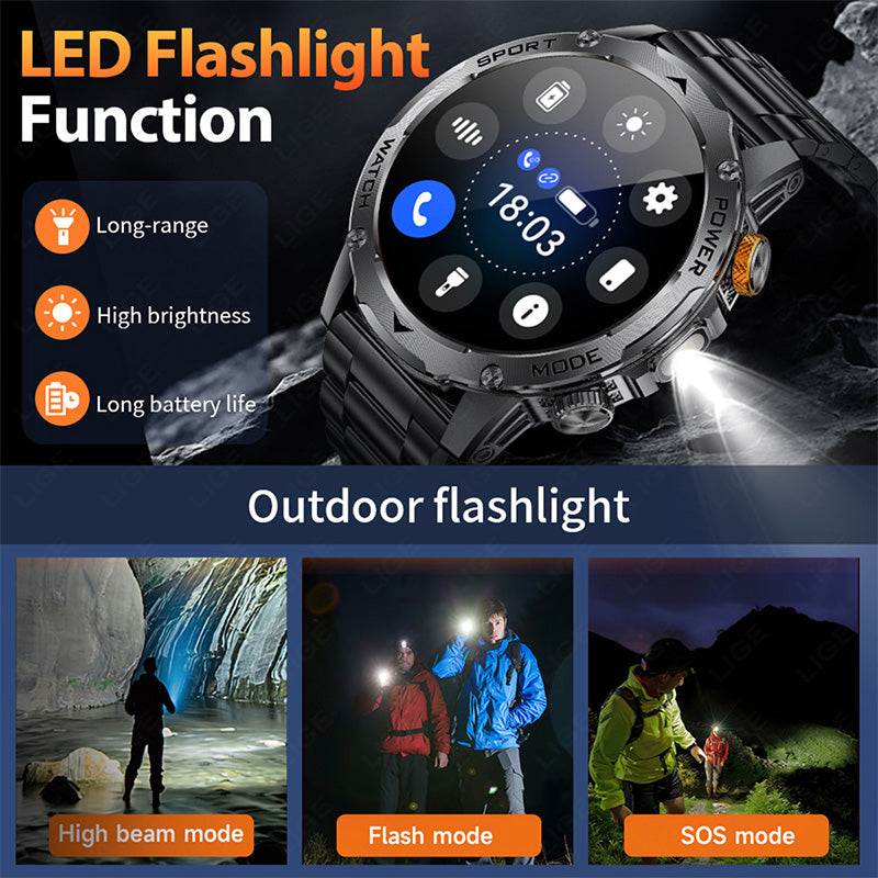 Smartwatch with built in LED flashlight