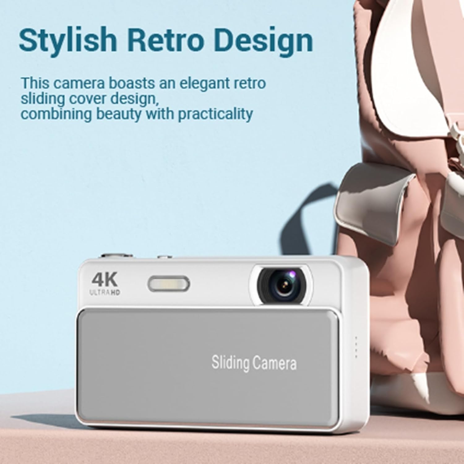 Digital camera, 64MP high-definition autofocus 4K retro sliding-cover camera.