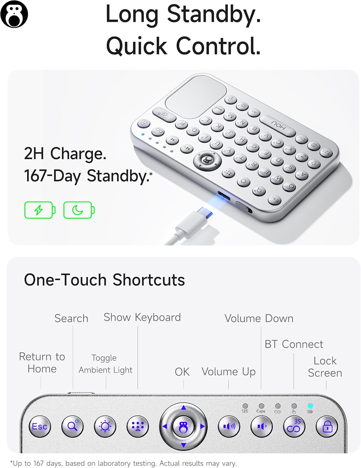 Mini Bluetooth Keyboard, Magnetic Portable ，Touchpad& 7-Color Backlight